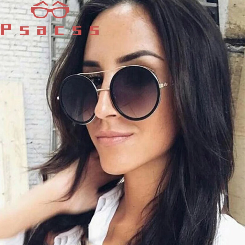 

Psacss Vintage Metal Round Sunglasses Women Sun Glasses Women's Retro Brand Designer High Quality Mirror Sunglass gafas de sol