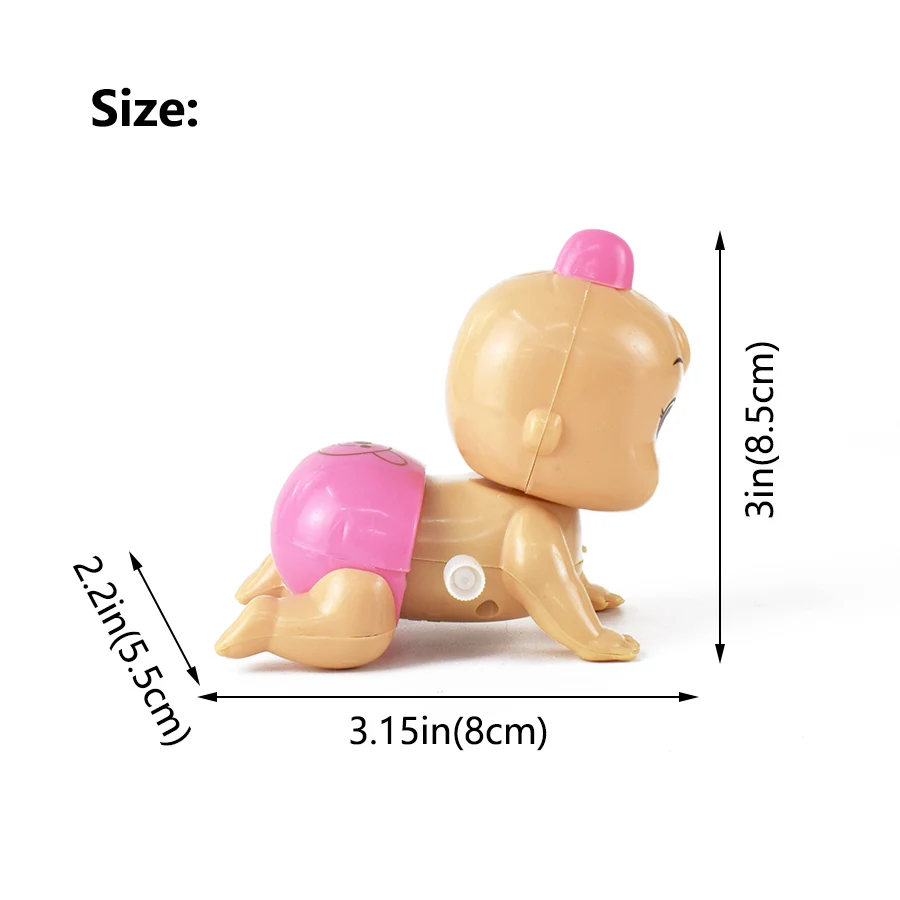 1pcs Newborn Baby Wind up Toy Funny Cartoon Clockwork Toys Crawling Baby Design Pull Back Toy for Kids Random Color Classic Toy