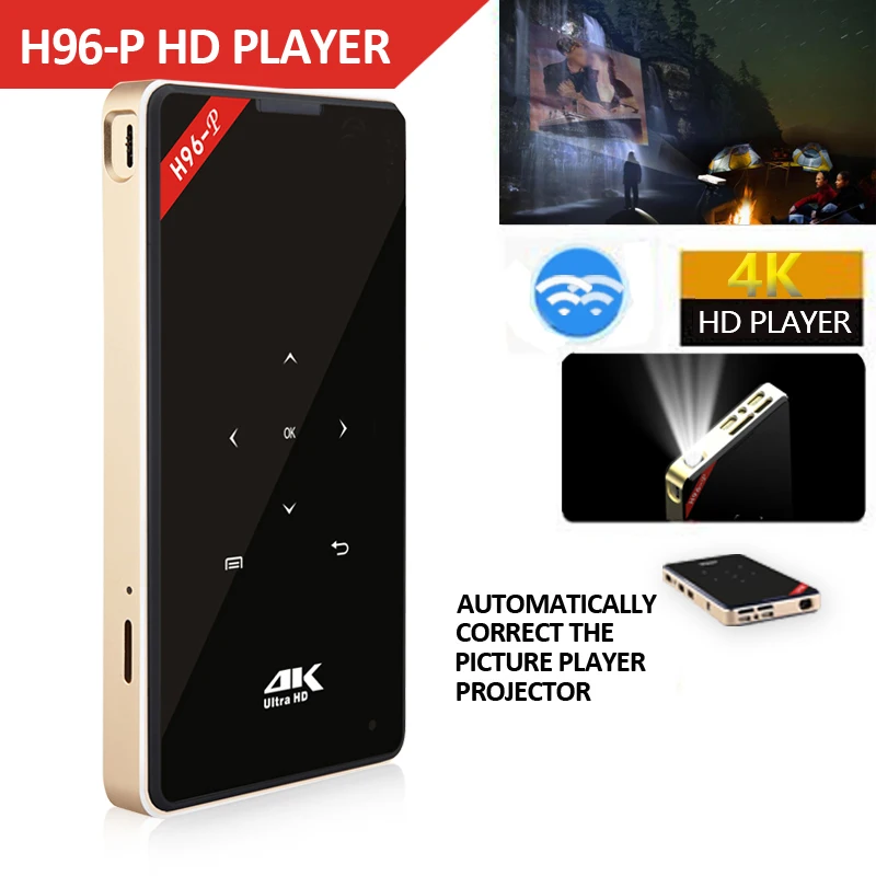

h96-p projector android pocket pico projector H96 dlp mini projector 2G 16G amlogic S905 4K 2.4G 5.8G Wifi BT4.1 Home theater