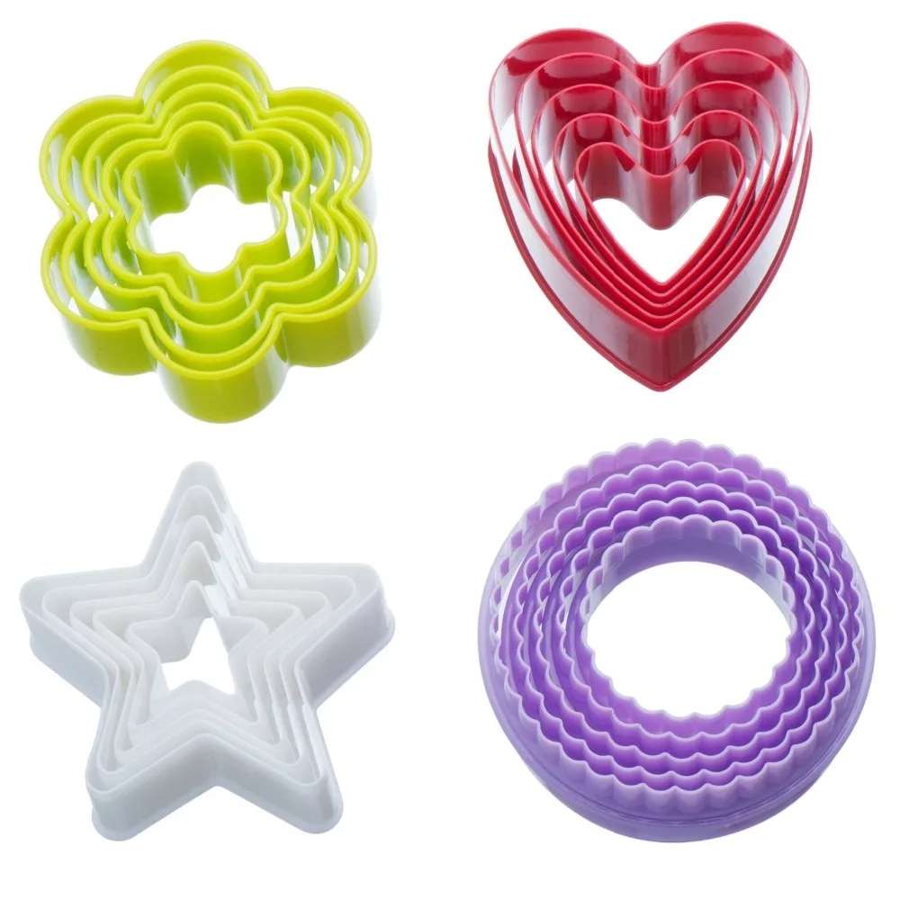 

Stars Heart Round Plum 4 shapes Sugarcraft Cake Decorating Fondant Mold Tools Set Cookie Cutters Gift
