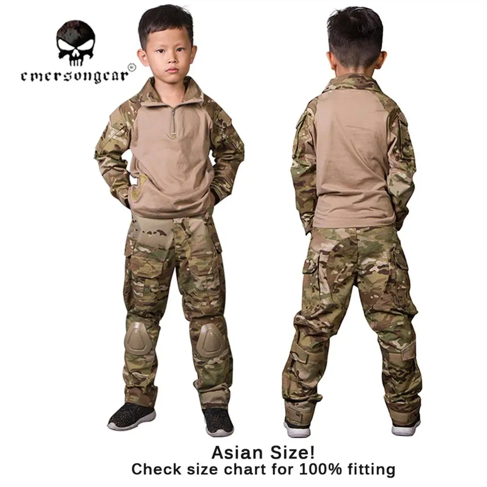 Kids Camo Tactical Combat Uniform Sets Airsoft Army Shirt & Pants