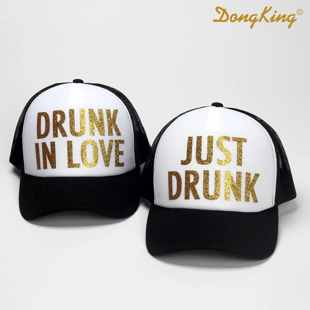 

DongKing Fashion Trucker Hat JUST DRUNK Trucker Cap DRUNK IN LOVE Snapbacks Top Quality Baseball Cap Wedding Gift for Couples