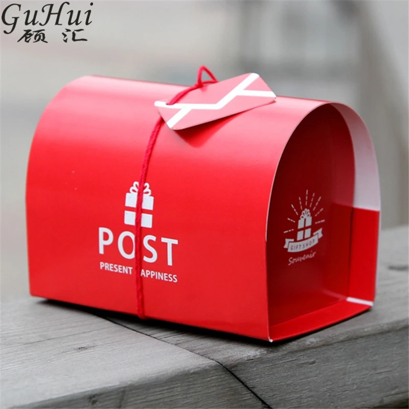 10 шт. в британском стиле, красный почтовый ящик в форме конфет, коробка для десерта, для торта, для выпечки, упаковка для рождественского, дня рождения, свадебного подарка, украшения
