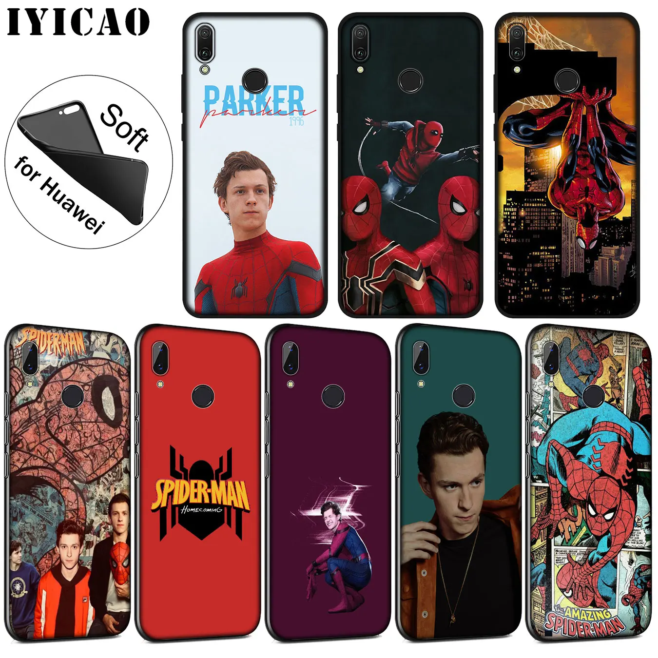 

IYICAO Marvel Tom Holland SpiderMan Soft Silicone Phone Case for Huawei P20 Pro P10 P9 P8 Lite Mini 2017 2015 P Smart 2019 Cover