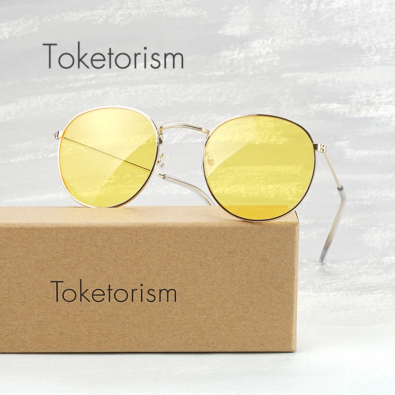 

Toketorism pilot retro round women's sunglasses 2019 vintage men's sunglasses brand designer 7443
