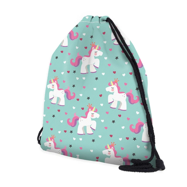 Drawstring Bag Unicorn Printed for Summer Travelling Unilovers