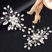 EYKOSI 2Pcs Elegant Rhinestone Pearl Shoes Clips Flower Dress Hat Wedding Party Fashion EYKOSI 2Pcs Elegant Rhinestone Pearl Shoes Clips Flower Dress Hat Wedding Party Fashion