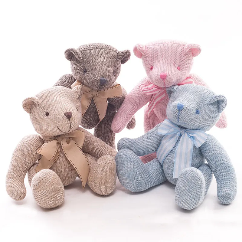 

28cm Cute Lovely Creative Knitting Teddy Bear Plush Doll Baby Toys Wedding Decoration Baby Sleeping Doll Kids Christmas Gifts