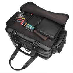 Nesitu Black Large Capacity Genuine Leather Men Briefcase Messenger Bags 15.6'' Laptop Portfolio Business Travel Bag M7150