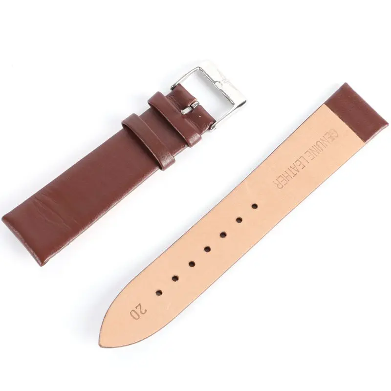 

12-22mm Men Women Faux Genuine Leather Watchband Slim Waterproof Watch Strap Balck Brown
