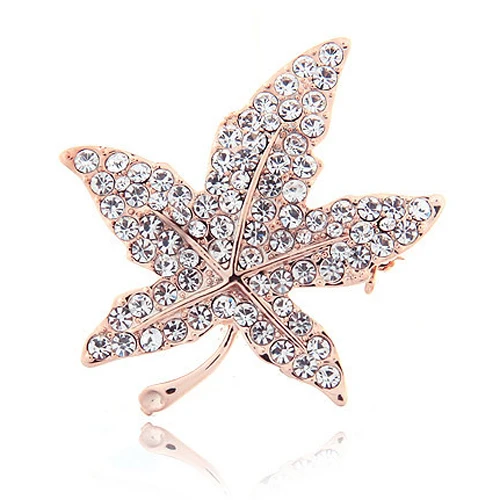 

2019 hot sell Bday Jewelry Brooches Fashion Maple Leaf Design Delicate Crystal Rhinestone Brooch Pin Jewelry 56O6