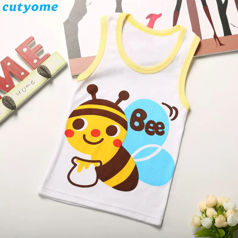 Cutyome 2pcslot Kids Boys Girls Cotton T-shirt Sleeveless Animal Printed Top Tee Children Clothing Baby Boy Girl Clothes 1-4Y (5)