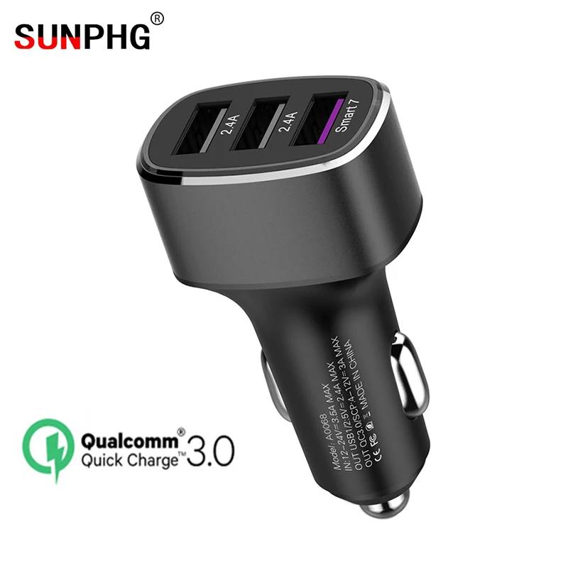

SUNPHG USB Car Charger Quick Charge 3.0 2.0 3 Port type C Car Fast Charging for Huawei Supercharge Samsung iPhone Mobile Phone