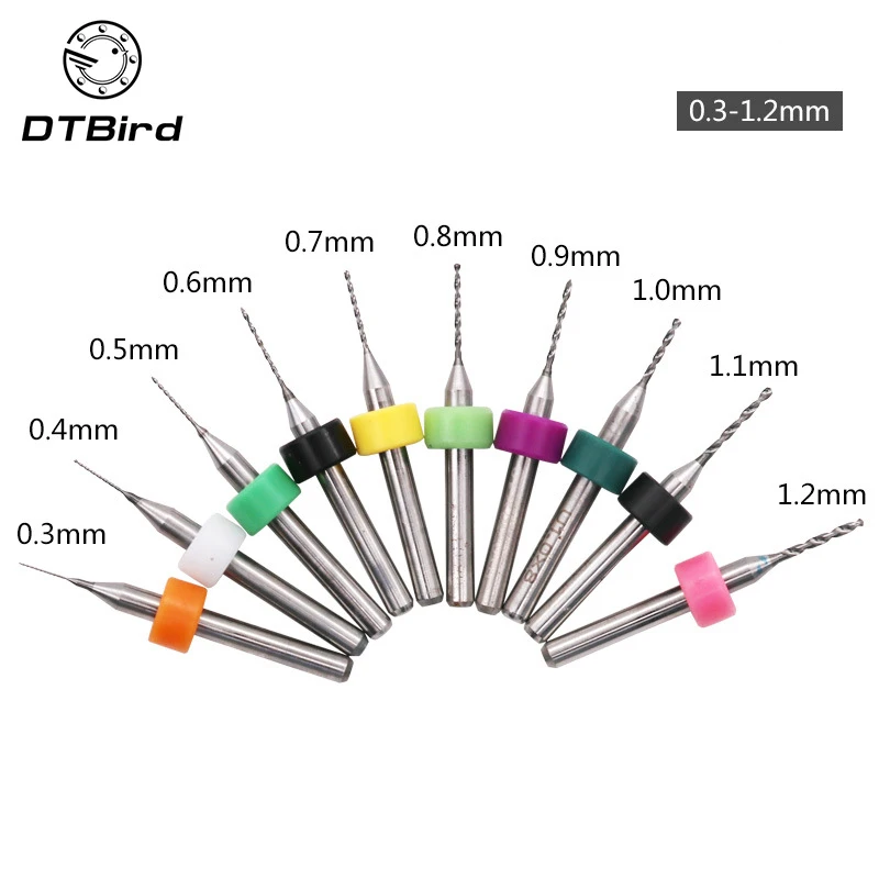 10pcs PCB Drill Bits Kit Mini Tungsten Steel Carbide Drill Bit Set For
