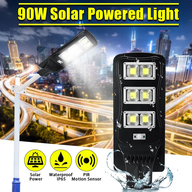 

Outdoor 90W Waterproof Wall Street Light Solar Powered PIR Motion Light With Remote Control for Garden Yard Street Flood Lamp