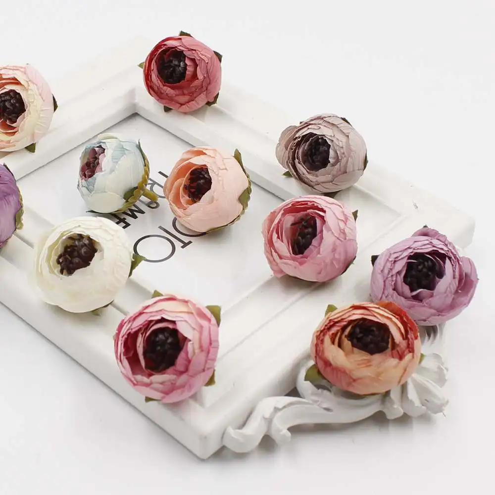 

5pcs high quality 3cm new rayon rose tea bud flower wedding decoration DIY gift garland scrapbooking crafts