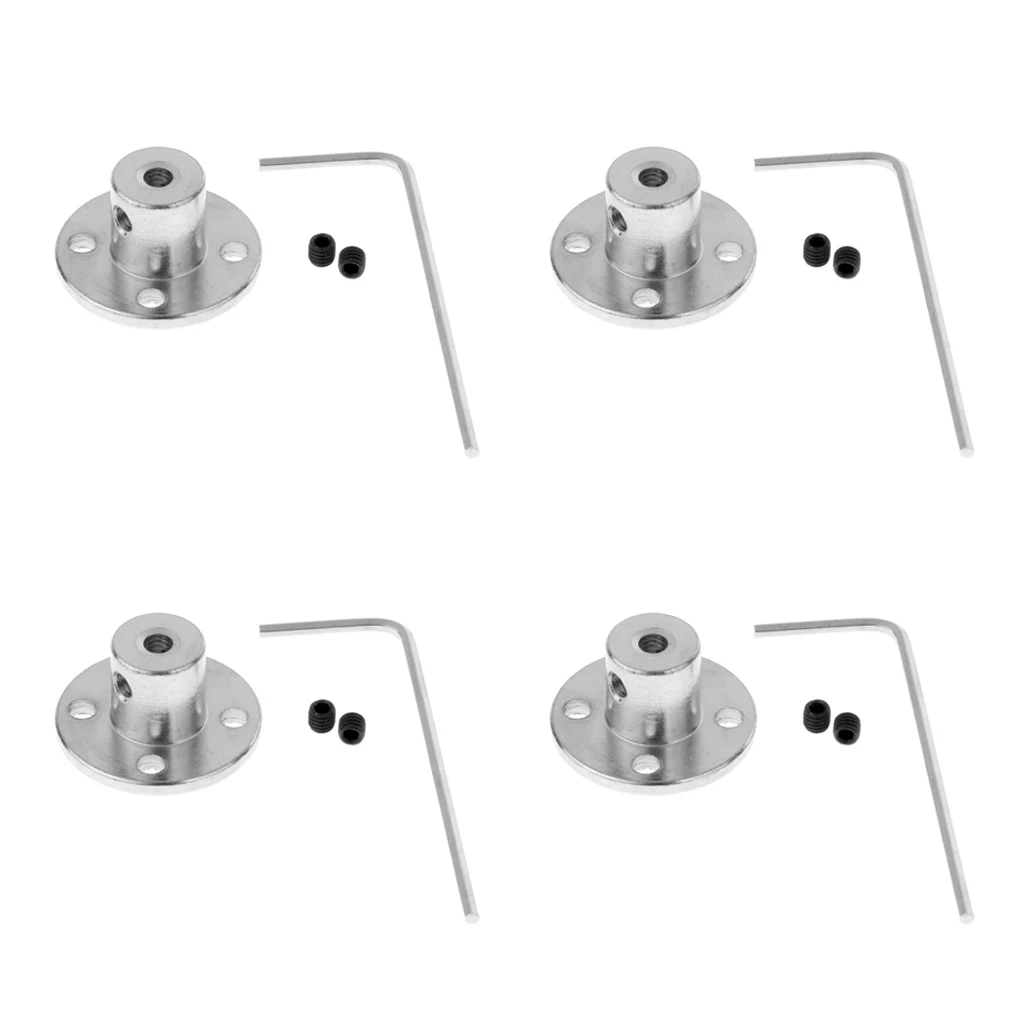 4 Set of Rigid Flange Coupling Motor Guide Shaft Coupler Motor Connector 6mm with Wrench and Screw