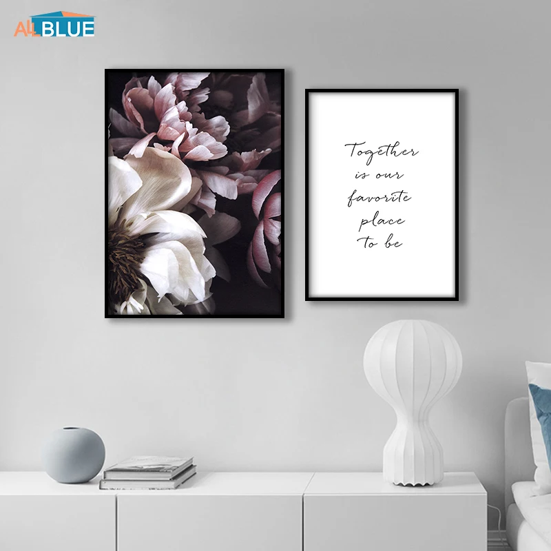 Scandinavian Canvas Print Peony Flower Posters and Prints Wall Art Paintings For Living Room Wall Picture Modern Home Decoration
