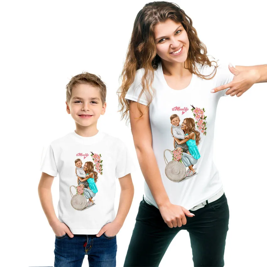 one t shirt price Семейные комплекты; футболка для мамы; Повседневная Милая Одинаковая одежда для семьи; топы - Цвет: one t shirt price