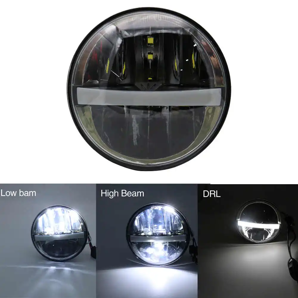Черного цвета на каблуках высотой 5-3/" Круглый Ангел глаз светодиодный H4 фар 5,75 дюймов светодиодные фары для мотоцикла Harley динамический анализатор для автомобиля с низкой посадкой спортивные ручки FXSB супер - Цвет: 36W Headlight Black