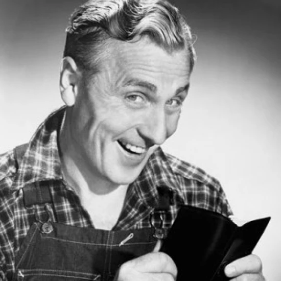 Portrait of a mid adult man holding a bankbook and smiling Poster Print (18 x 24)