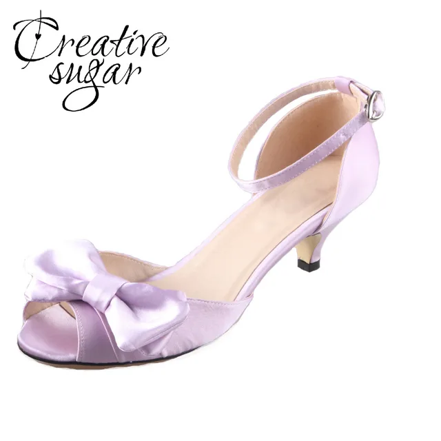 Creativesugar Handmade lavender dress big bow woman shoes wedding