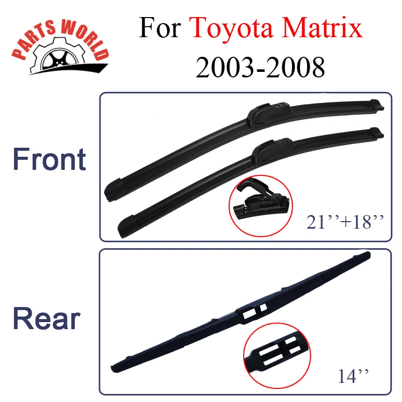 Front And Rear Wiper Blades For Toyota Matrix 2003 2008 Combo Rubber Windscreen Auto Wipers Car 2003 Toyota Matrix Rear Wiper Blade Size