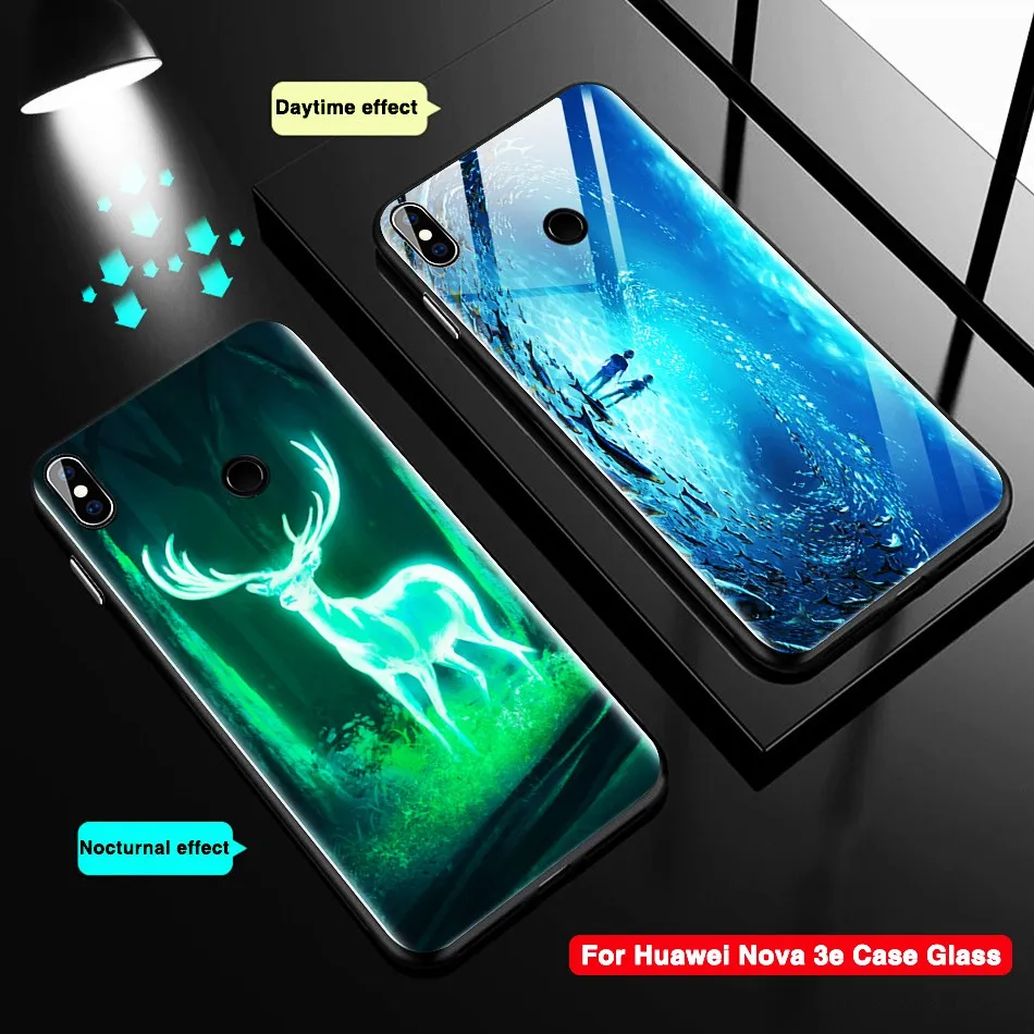 

For Honor Note 10 Case For Huawei Mate 20 Lite Glass Case P20 Lite Nova3i 3 3E Case Honor 8X Cover Luxury Luminous glass case