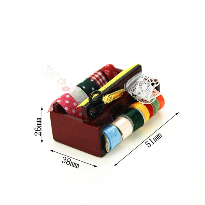 

1/12 Dollhouse Miniature Accessories Mini Sewing Tools Set Simulation Scissors Tailor Ruler Cloth Model Toy for Doll House Decor
