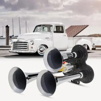 

12V / 24V 110-135dB Super Loud Triple Trumpet Train Air Horn with 4-6 KPa Suitable for Boats / Trains / Cars / Vehicles