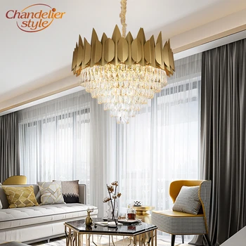 

Indoor Lighting Modern Crystal Lamp LED Crystal Hanging Light Luxury Home Hotel Living Dining Room Chandelier Lighting Fixtures