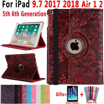 

3D Print Grape Flower 360 Degree Rotating Smart Cover Case for Apple New iPad 9.7 2017 2018 Air 1 2 5 6 5th 6th Generation Funda