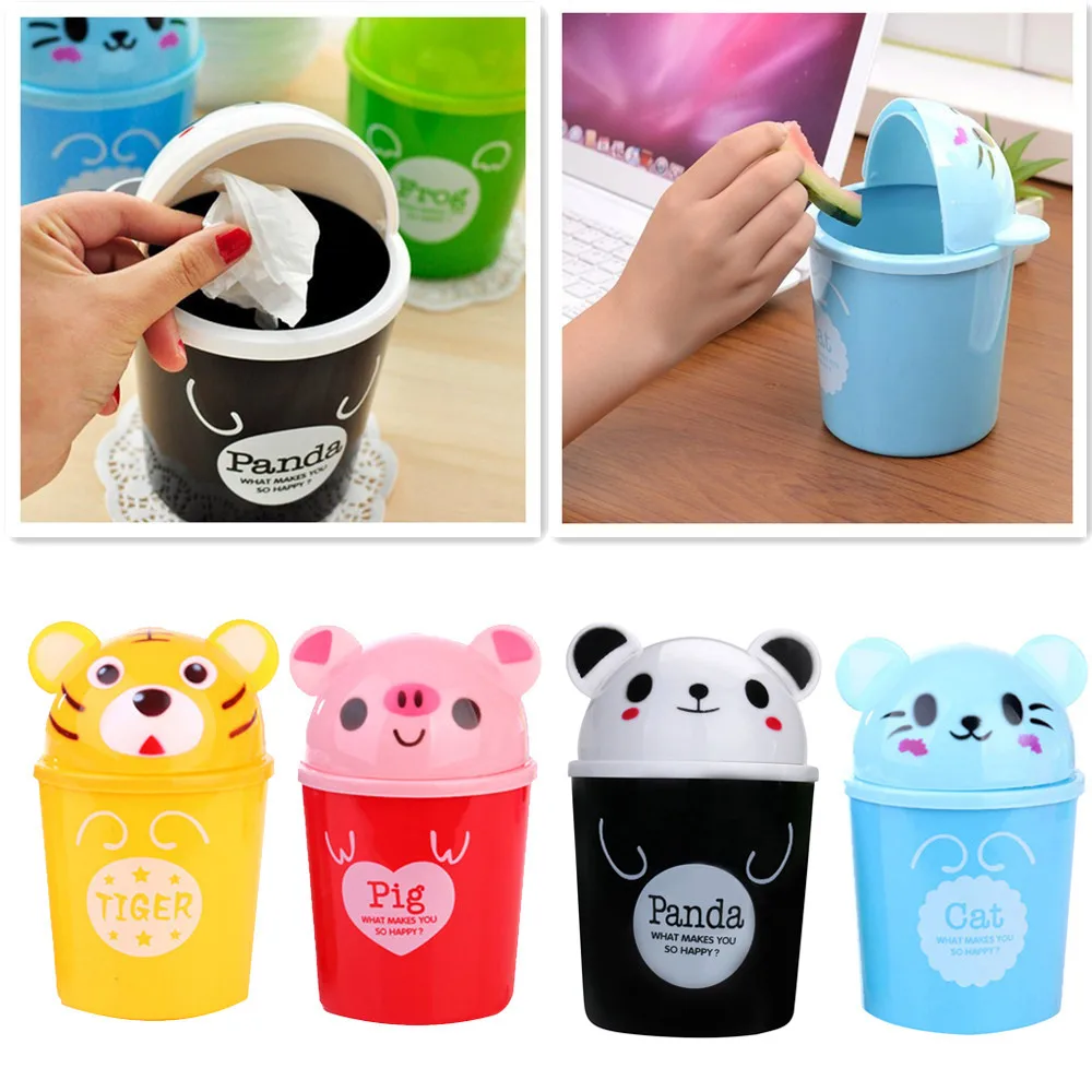 25 Mini Waste Bin Desktop Garbage Basket Table Home Trash Can Roll Swing With Lid Trumpet Desktops Mini Creative Trash Can