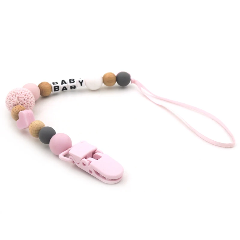 2018 NEW personalized baby silicone pacifier clip, dummy chain 6 colors mint pink baby girl pacifier clips baby accessories CB03