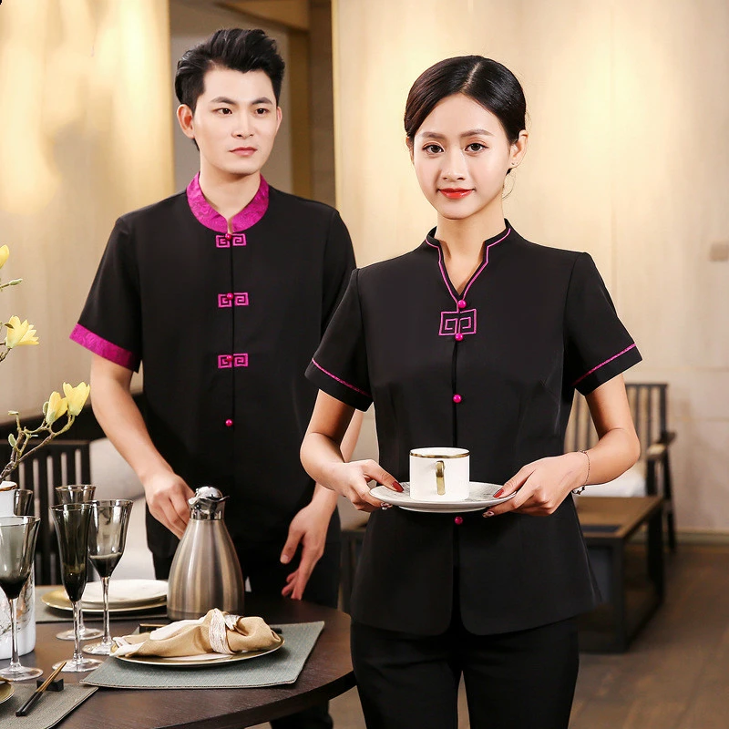 Download Restaurant Waiter Uniform Short Sleeved Waiter Work Wear Unisex Hotel Coffee Shop Catering Food Service Breathable Overalls Aliexpress