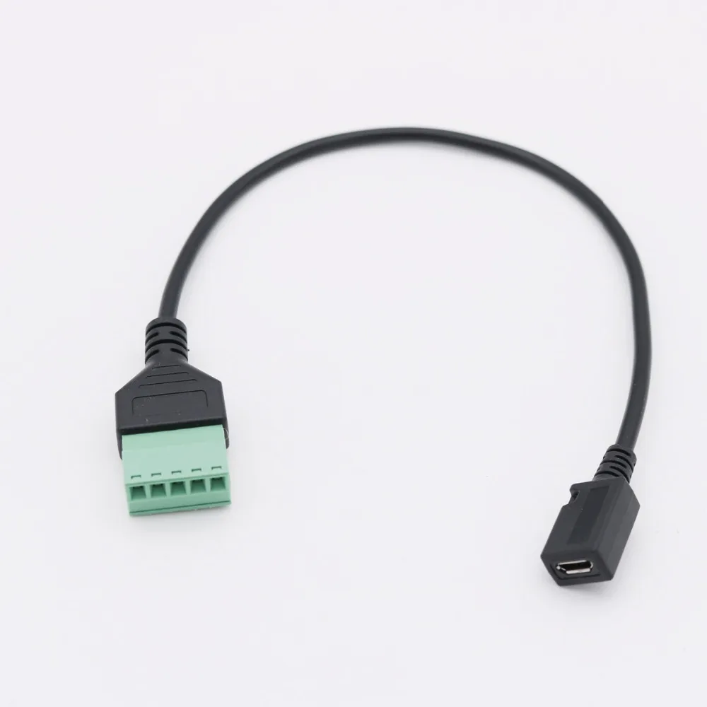 1 шт. Micro USB 5 Pin 2,0 Женский до 5 Pin винтовой разъем с щит пайки Терминал штекер Кабель-адаптер шнур 30 см/1 фут