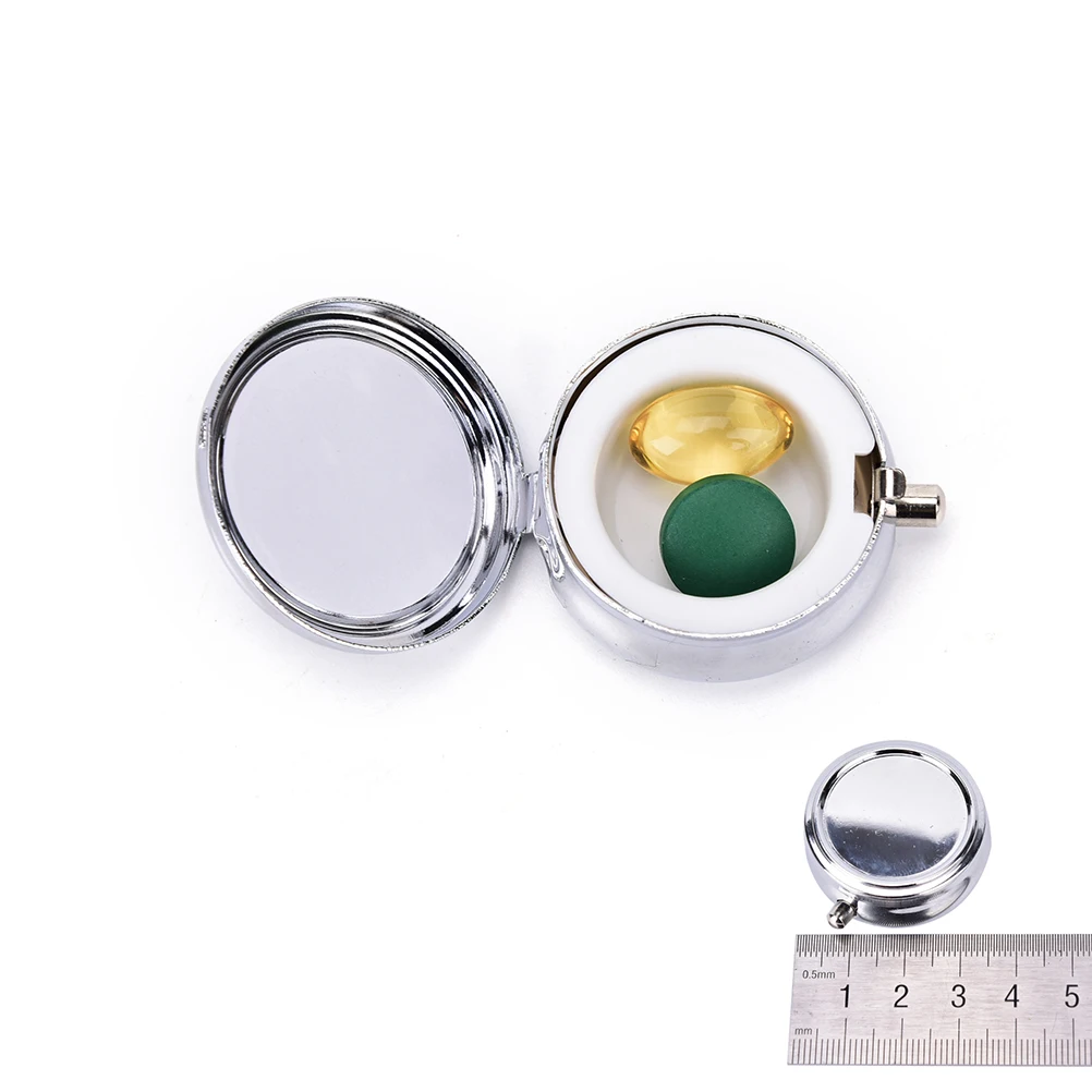 1 шт., выгодная таблетница, маленькие контейнеры, металлический круглый серебристый держатель для таблеток, аптечка, эффективное