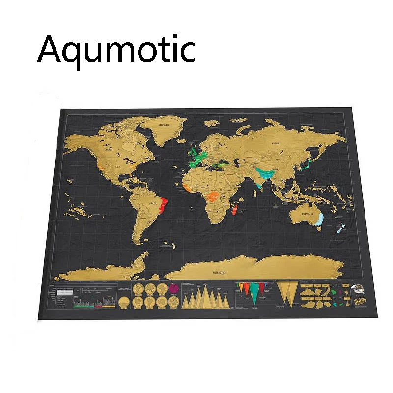 

Aqumotic Scratch Map of The World Record Travel Footprint Scraping Map Color Funny Luxury Black Scratch Maps New Decor