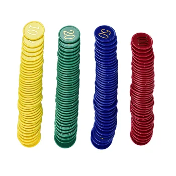

160Pcs Plastic Poker Chip with 4 Golden Large Numbers Printing for Gaming Tokens Plastic Coins
