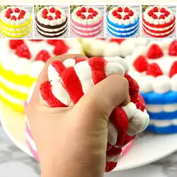 PU антистрессовый клубничный торт 12 см Dia Jumbo Squishy HandSuper sвечерние Low Party Favor украшения Детские игрушки ремень случайный цвет