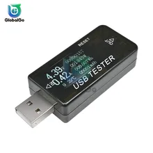 6 en 1 LCD température Timing courant tension capacité puissance USB testeur chargeur banque DC 3 V-30 V voltmètre ampèremètre noir