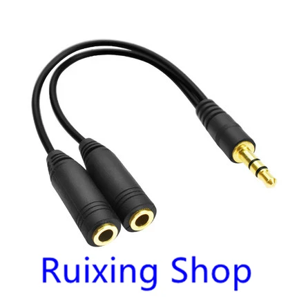 

3.5mm 1 Female to 2 male Headphone Earphone Audio Cable Micphone Splitter Adapter Connected Cord to Laptop PC