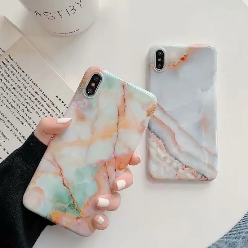 Гладкий мраморный чехол для iPhone X Xs Max XR силиконовый мягкий из ТПУ 8 7 plus 6 6S в