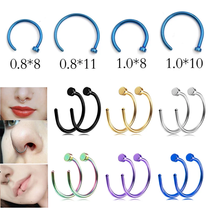 Fake Septum Clip On Nose Ear Ring Segment Helix Tragus Faux Clicker No PiercingB