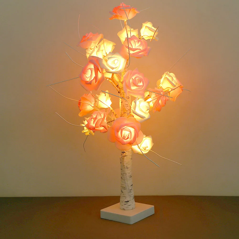 

Rose Potted Desk Lamp Night Lights Bonsai Tree Christmas Decor Lights with 24 LED Beads SKD88