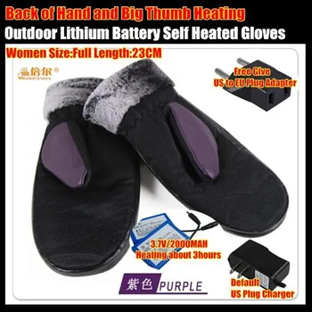 2000MAH Smart Electric Heating Gloves,PU Leather Outdoor Windproof Sport Warm Ski Mitten Finger&Hand Back Li-Battery Self Heated 3000mah rechargeable battery pu leather windproof winter warm ski outdoor work motorcycle cycling electric heated hands gloves