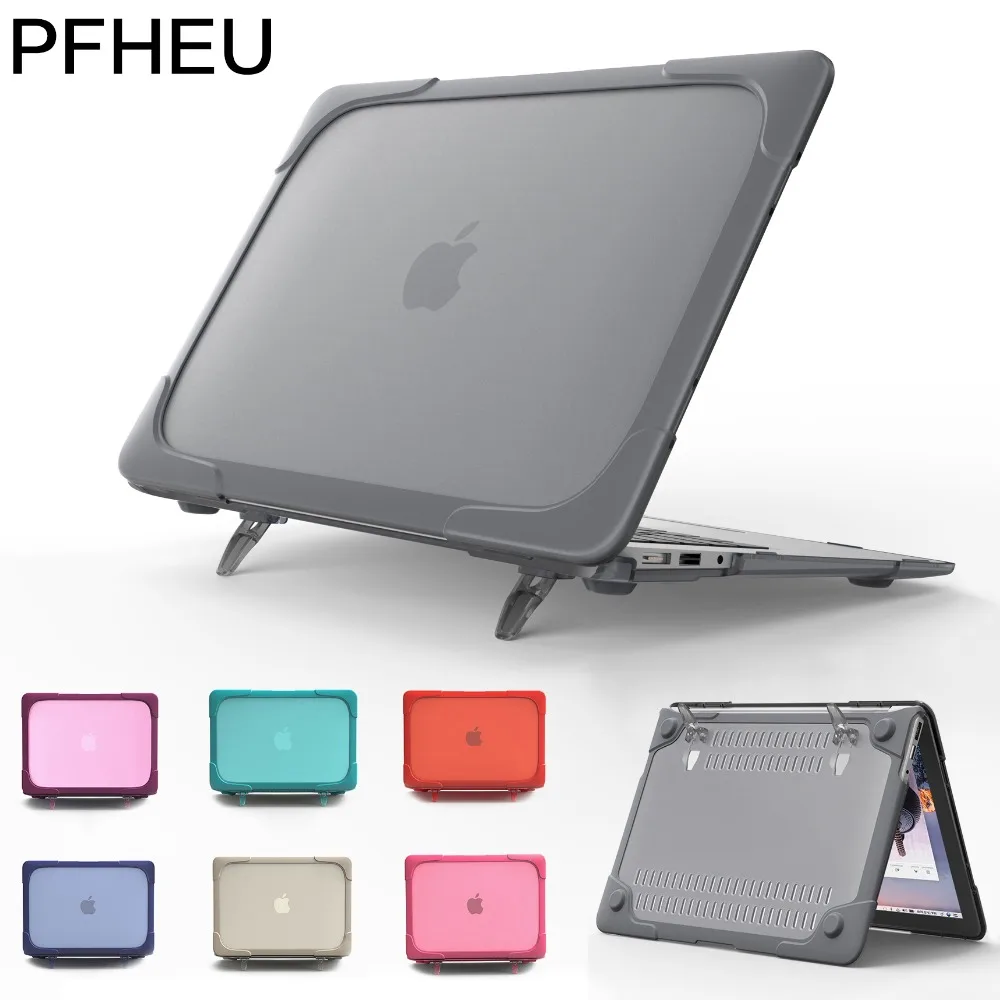 

New Shockproof Outer Case For Macbook Air 13 11,Retina 12 13 15 inch,For Mac Pro New 13,Hard Plastic Cover Foldable Stand shell