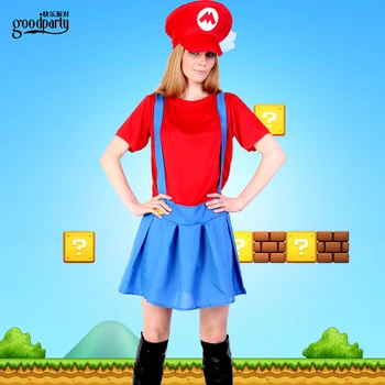 

Mario cosplay girl lady red uniforms adult Super Mario costume free shipping