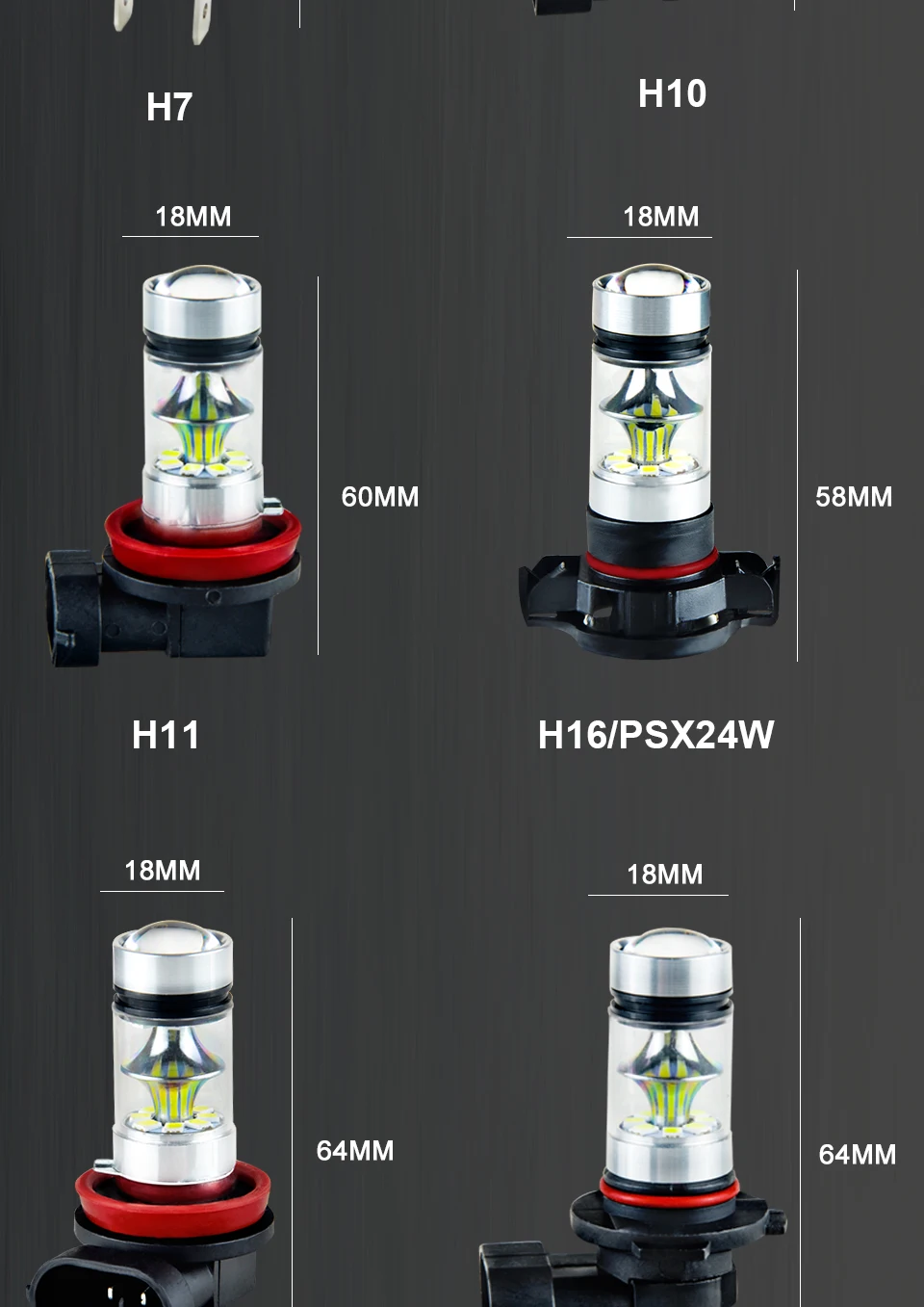AcooSun H11 H8 LED Car Fog Lamp H1 H3 H10 9005 HB3 9006 HB4 PSX24W 12V 24V 1200Lm 4300K 6000K 8000K Auto Fog Light LED Voiture (11)