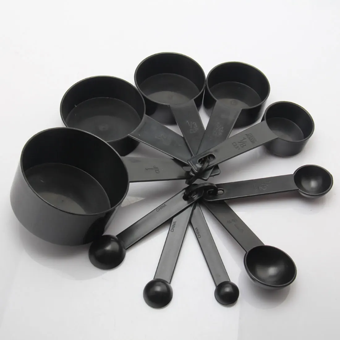 Новое поступление 10 шт. черный Цвет измерения чашки и мерная ложка совок силиконовые ручки Кухня измерительный инструмент